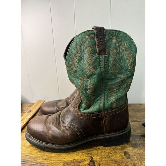 Justin Boots WK4670 - Stampede Blade Green Round Toe Wellington size 10 1/2D - Picture 2 of 8